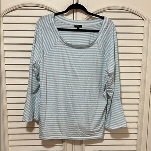 Talbots Boatneck Light Blue Striped Top
